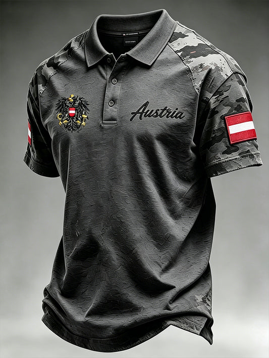 Herren-Casual-Poloshirt mit zerrissenem Camouflage-Print
