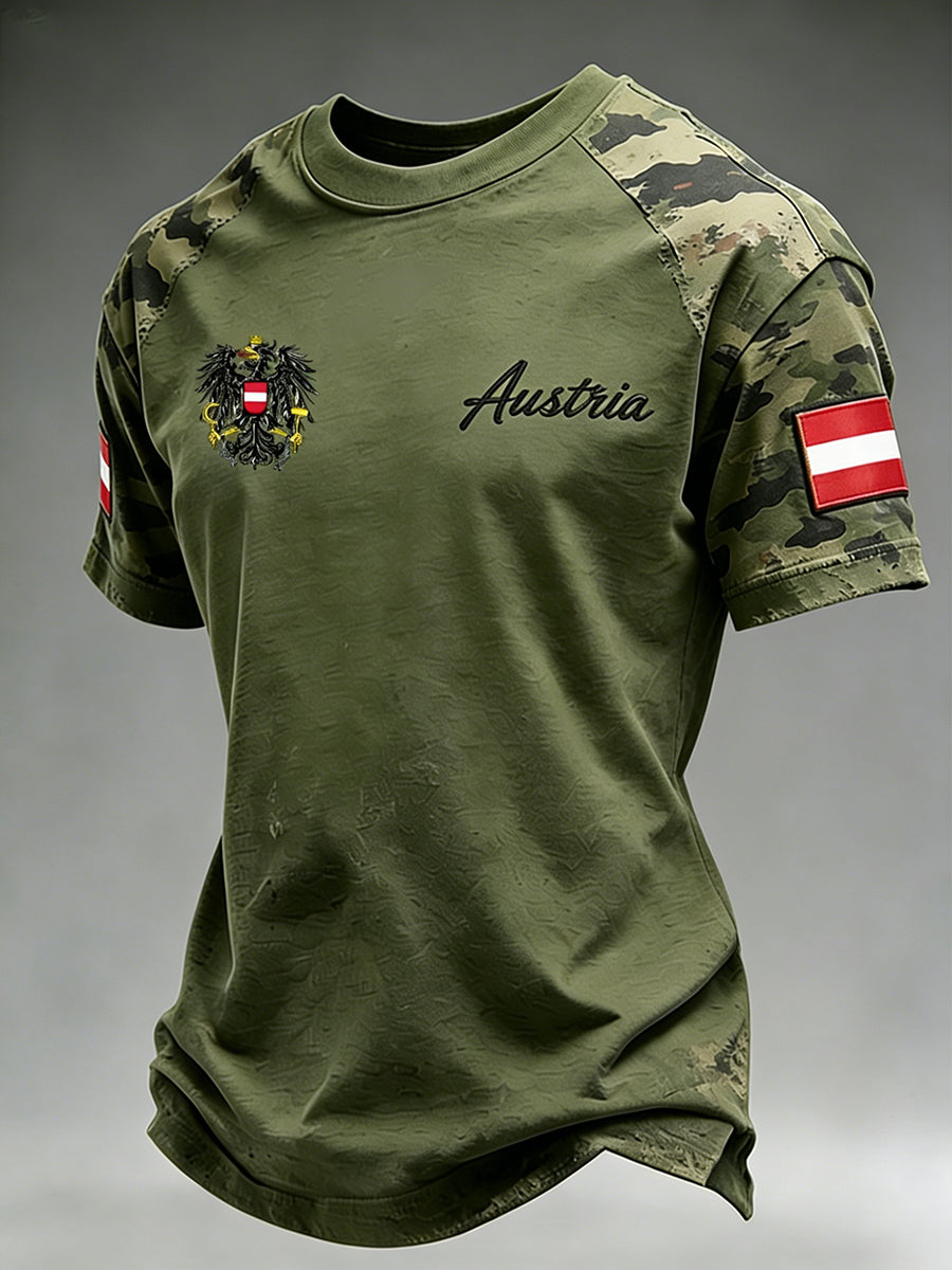 Damen-T-Shirt mit zerrissenem Camouflage-Print