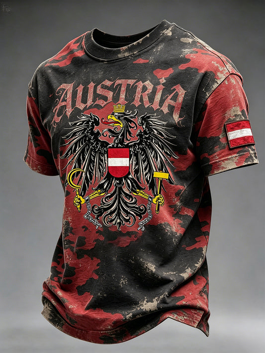 Herren-Used-T-Shirt mit Adler-Print