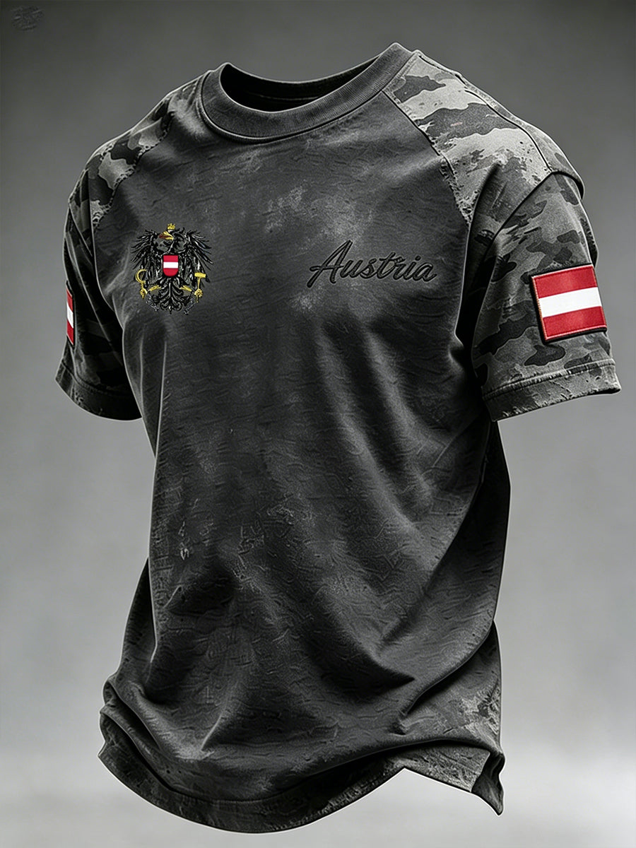 Herren-T-Shirt mit zerrissenem Camouflage-Print