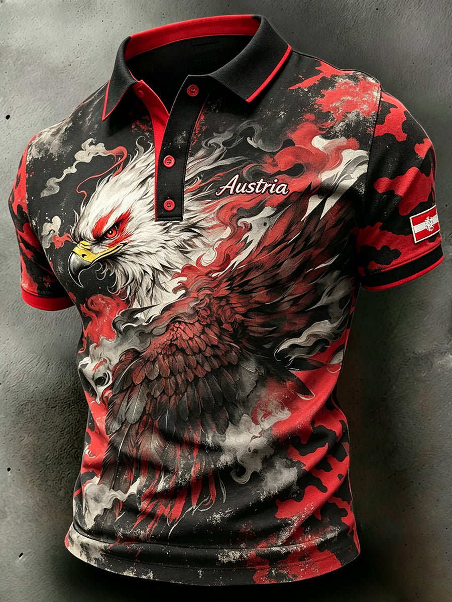 Herren-Poloshirt mit zerrissenem Camouflage-Print