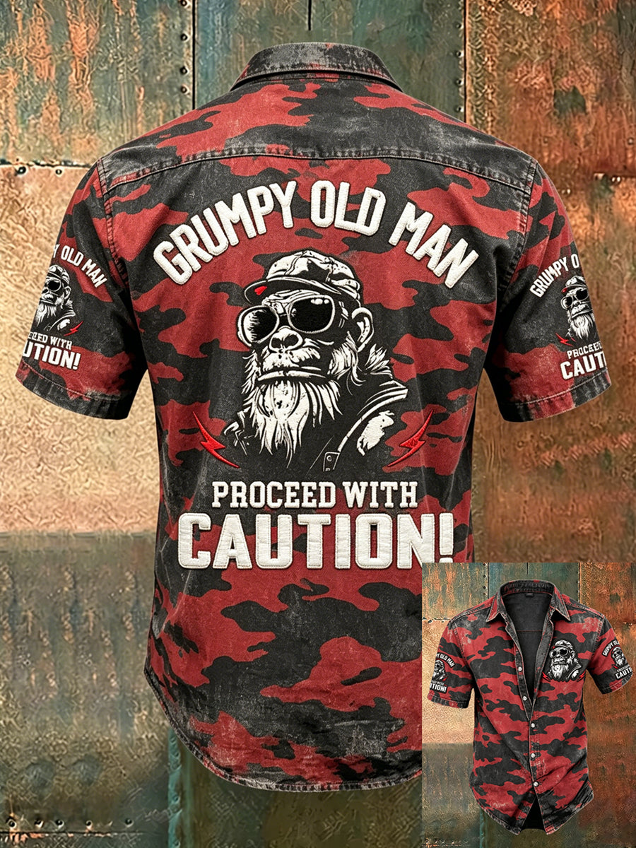 Herren-Old-Fuckers-Club-Print lässiges Kurzarm-Shirt