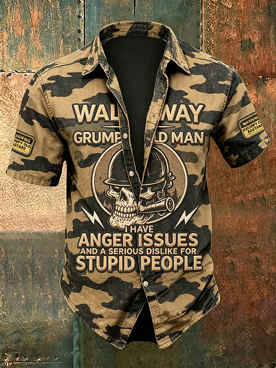 Herren-Old-Fuckers-Club-Print lässiges Kurzarm-Shirt