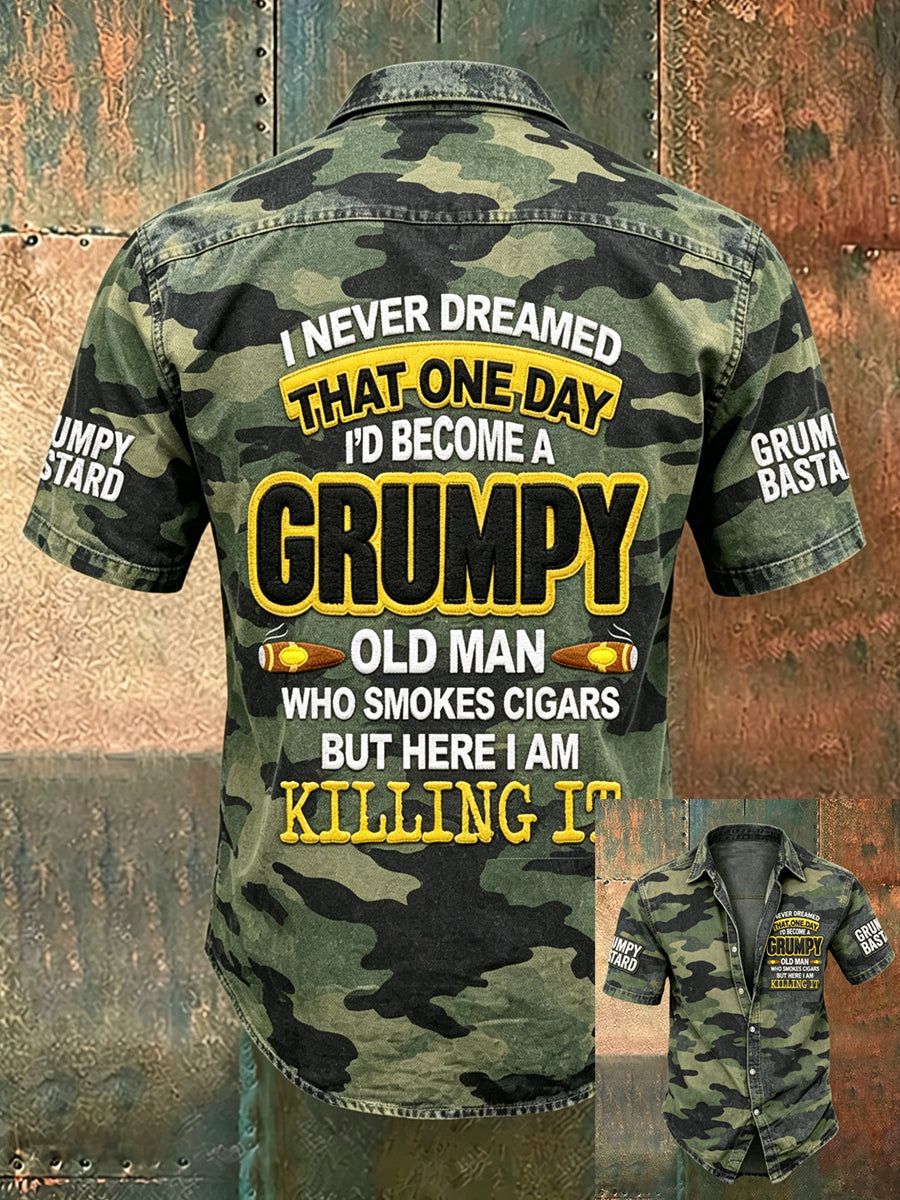 Herren-Old-Fuckers-Club-Print lässiges Kurzarm-Shirt