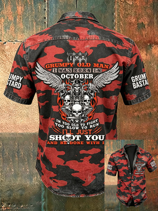 Herren-Old-Fuckers-Club-Print lässiges Kurzarm-Shirt