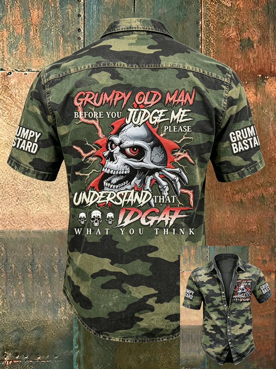 Herren-Old-Fuckers-Club-Print lässiges Kurzarm-Shirt