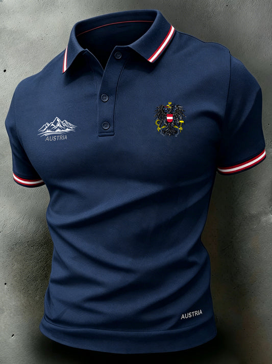 Herren-Poloshirt im Business-Stil mit Print, lässig