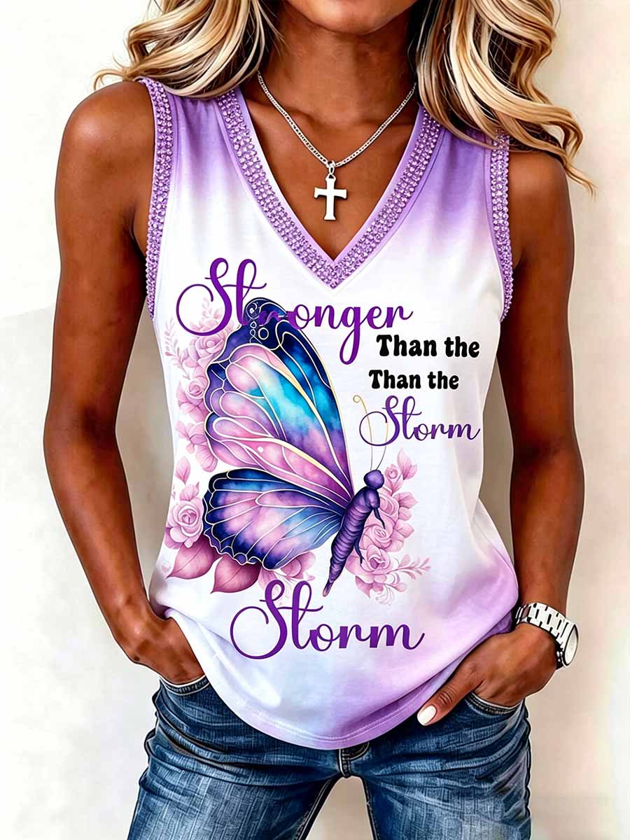 Damen Retro Jesus Faith Print Casual Tank Top
