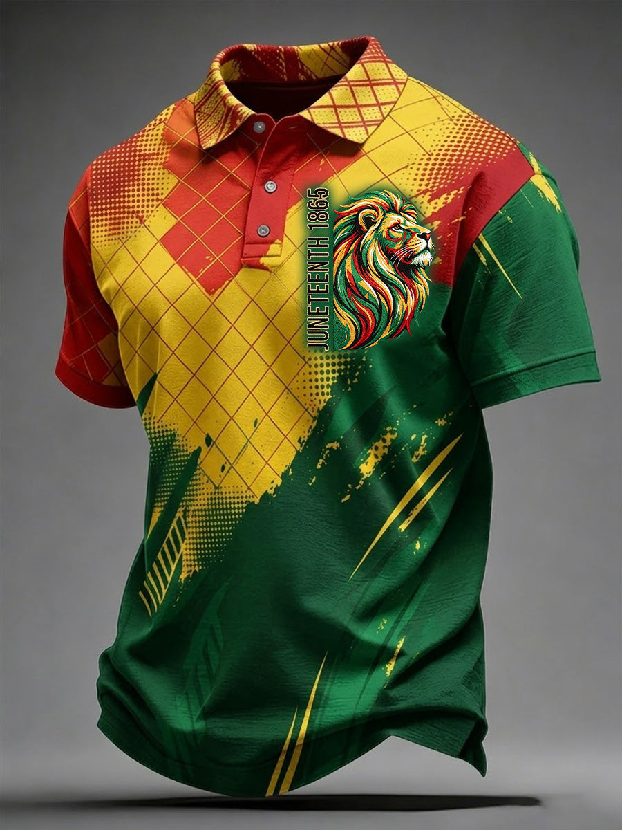 Herren-Juneteenth-Print-Polo