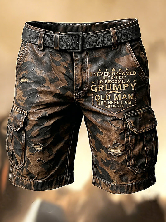 Herren-Retro-Urlaubs-Business-Old-Fuckers-Club-Kunstdruck-Lässige Shorts