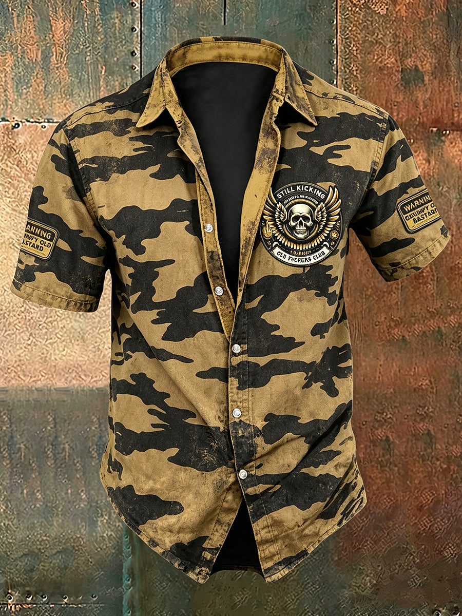 Herren-Old-Fuckers-Club-Print lässiges Kurzarm-Shirt
