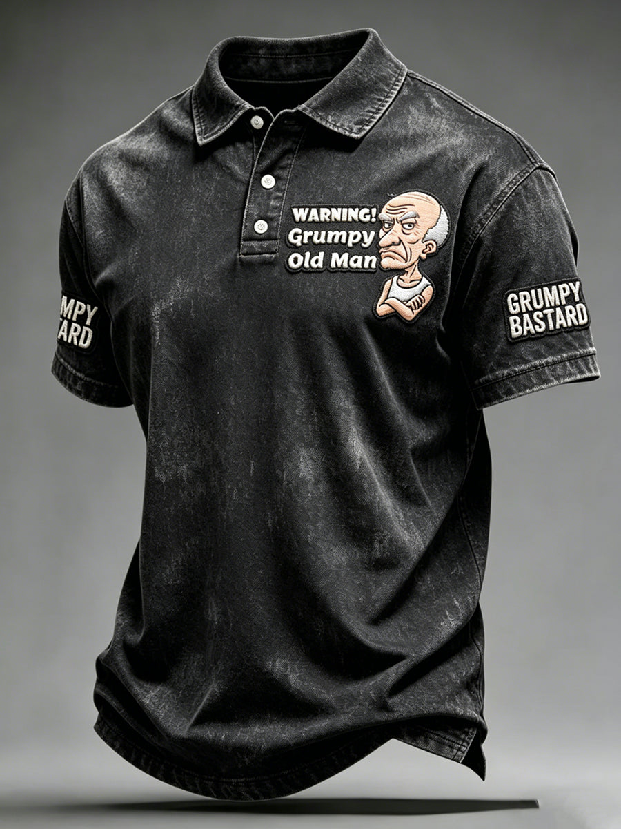 Männer Grumy Old Man Polo Hals Kurzarm T-Shirt
