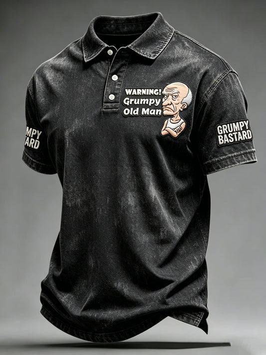 Männer Grumy Old Man Polo Hals Kurzarm T-Shirt
