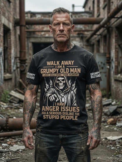 Herren Grummeliger Alter Mann Bedrucktes Vintage-Mode-Loses Kurzarm-T-Shirt