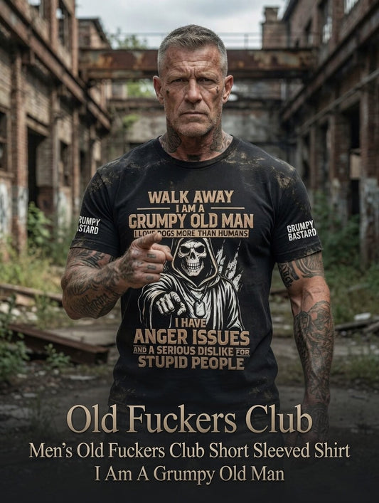 Herren Grummeliger Alter Mann Bedrucktes Vintage-Mode-Loses Kurzarm-T-Shirt