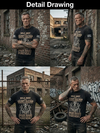 Herren Grummeliger Alter Mann Bedrucktes Vintage-Mode-Loses Kurzarm-T-Shirt