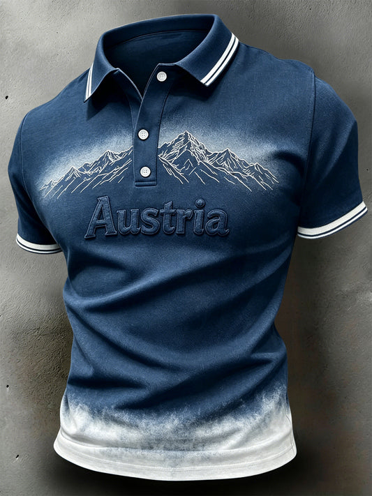Retro österreichische Alpen Outdoor Freizeit-Poloshirt