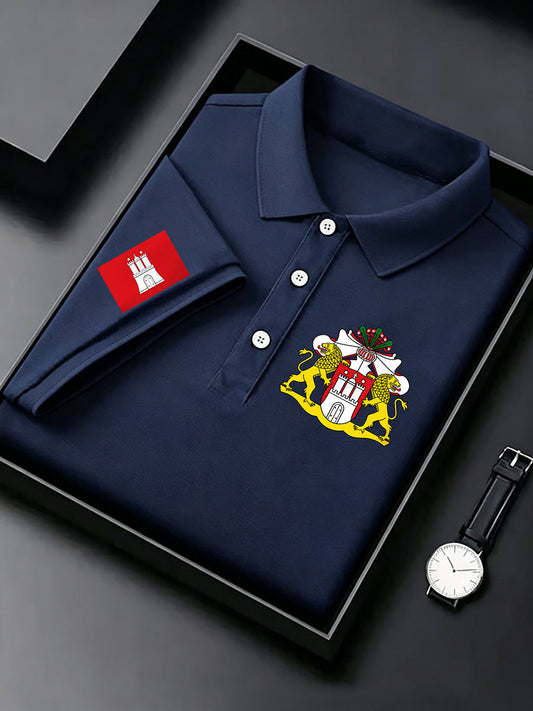 Herren-Hafengeburtstag-Print-Shirt mit kurzen Ärmeln