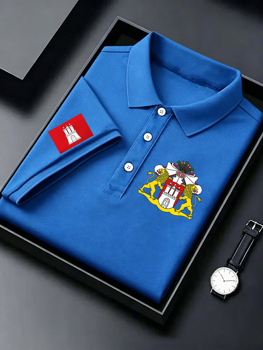 Herren-Hafengeburtstag-Print-Shirt mit kurzen Ärmeln