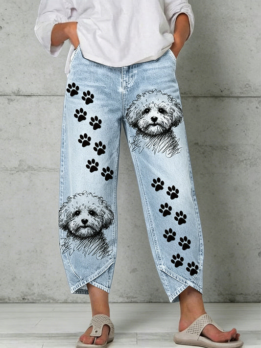 Damenhose mit Tiermotiv-Print