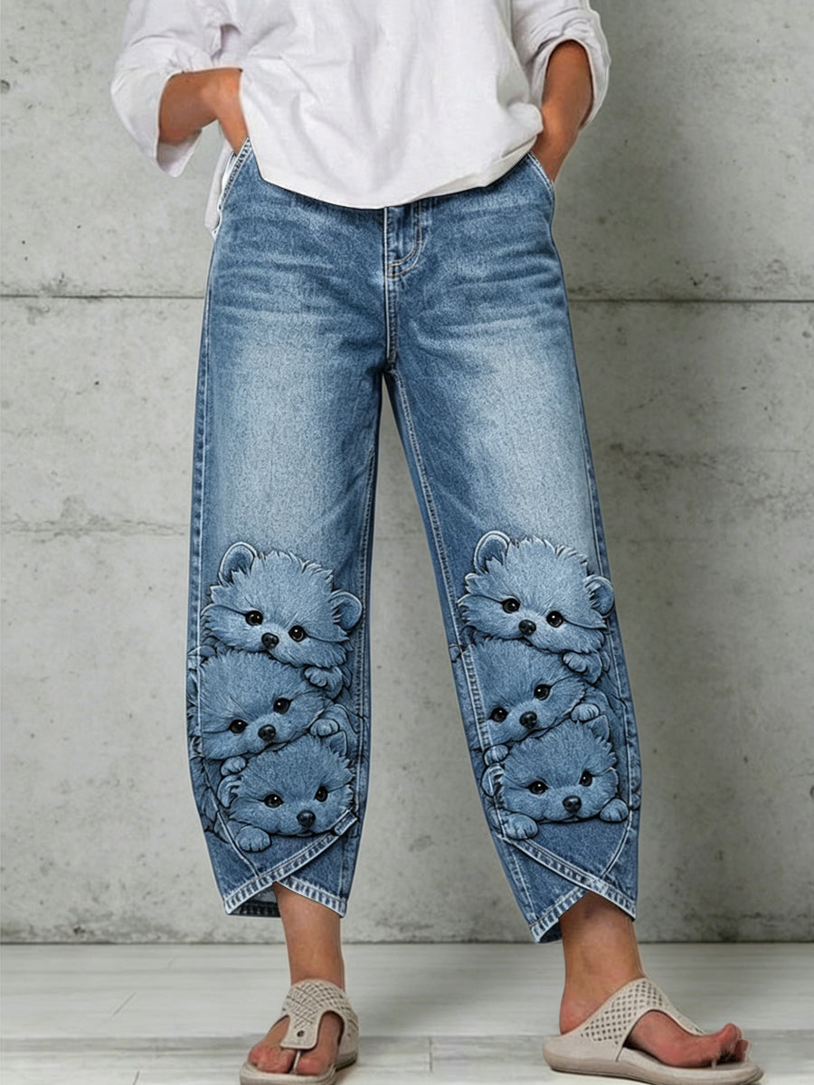 Damenhose mit Tiermotiv-Print