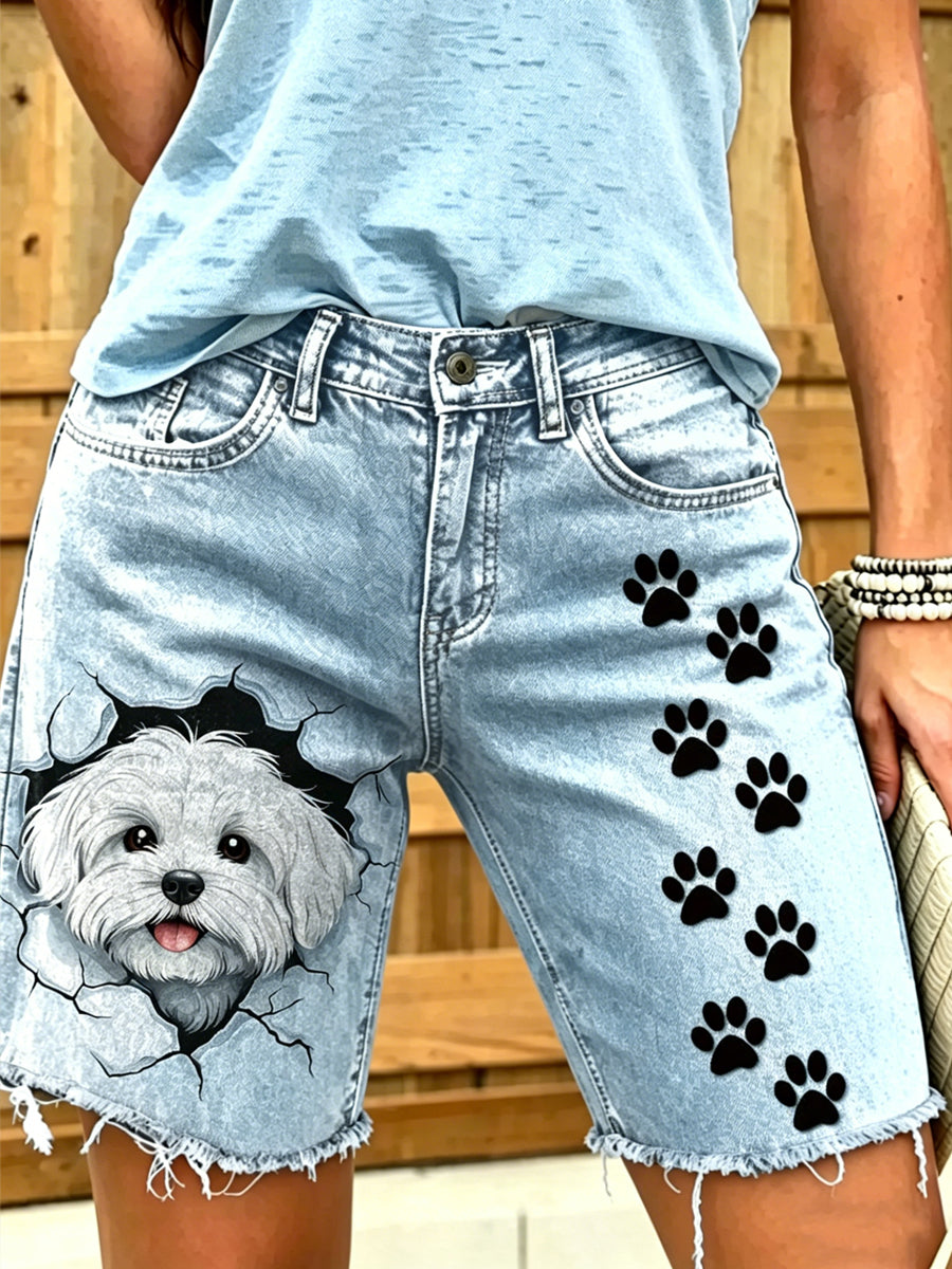 Damen-Tier kunst bedruckte kurze Jeans