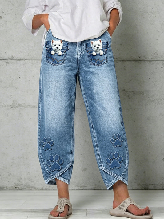 Damenhose mit Tiermotiv-Print