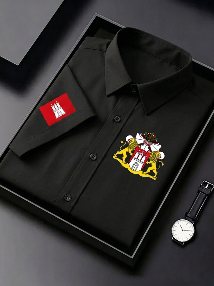 Herren-Hafengeburtstag-Print-Shirt mit kurzen Ärmeln