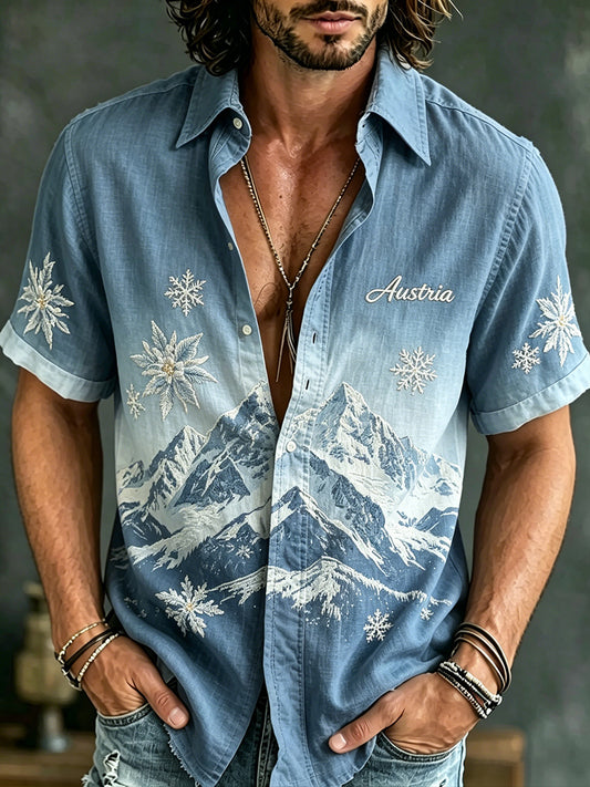 Herren-Shirt im Vintage-Stil mit kurzen Ärmeln und verwaschenem Druck