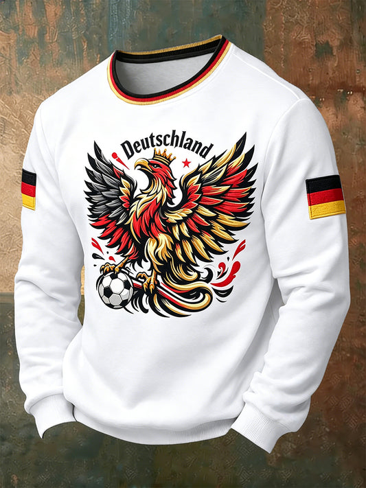 Herren-Deutschland-Fußballadler-Print-Lässiges Langarm-T-Shirt