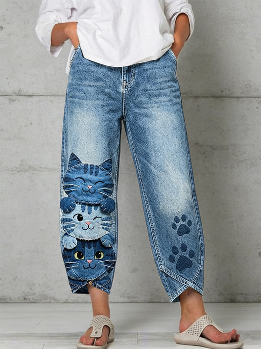 Damenhose mit Tiermotiv-Print