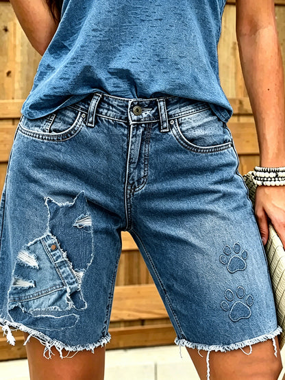 Damen-Shorts aus Jeans mit Tiermotiv-Print