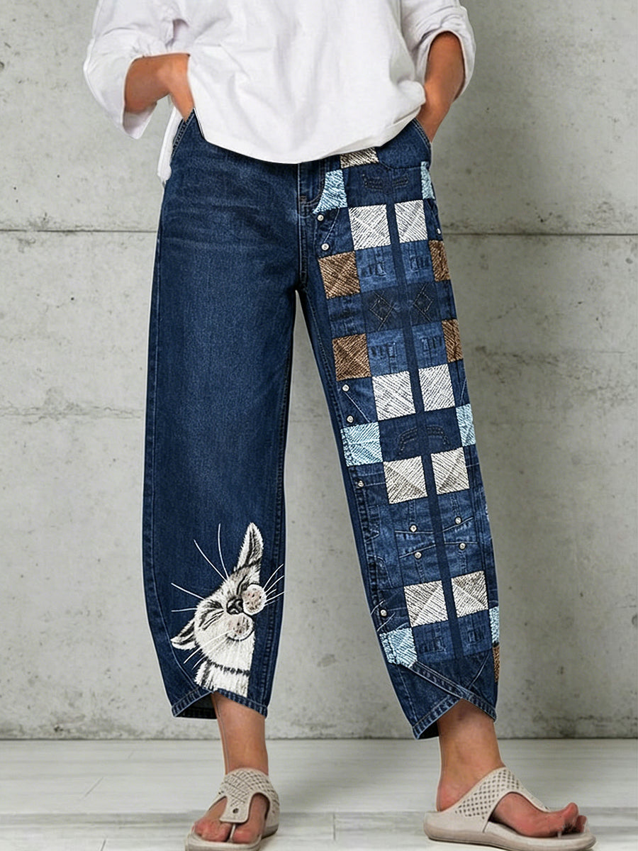 Damenhose mit Tiermotiv-Print