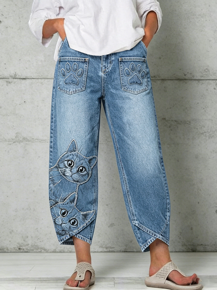 Damenhose mit Tiermotiv-Print