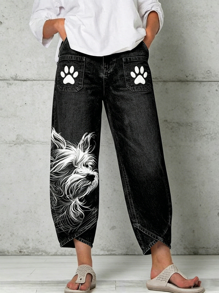 Damenhose mit Tiermotiv-Print
