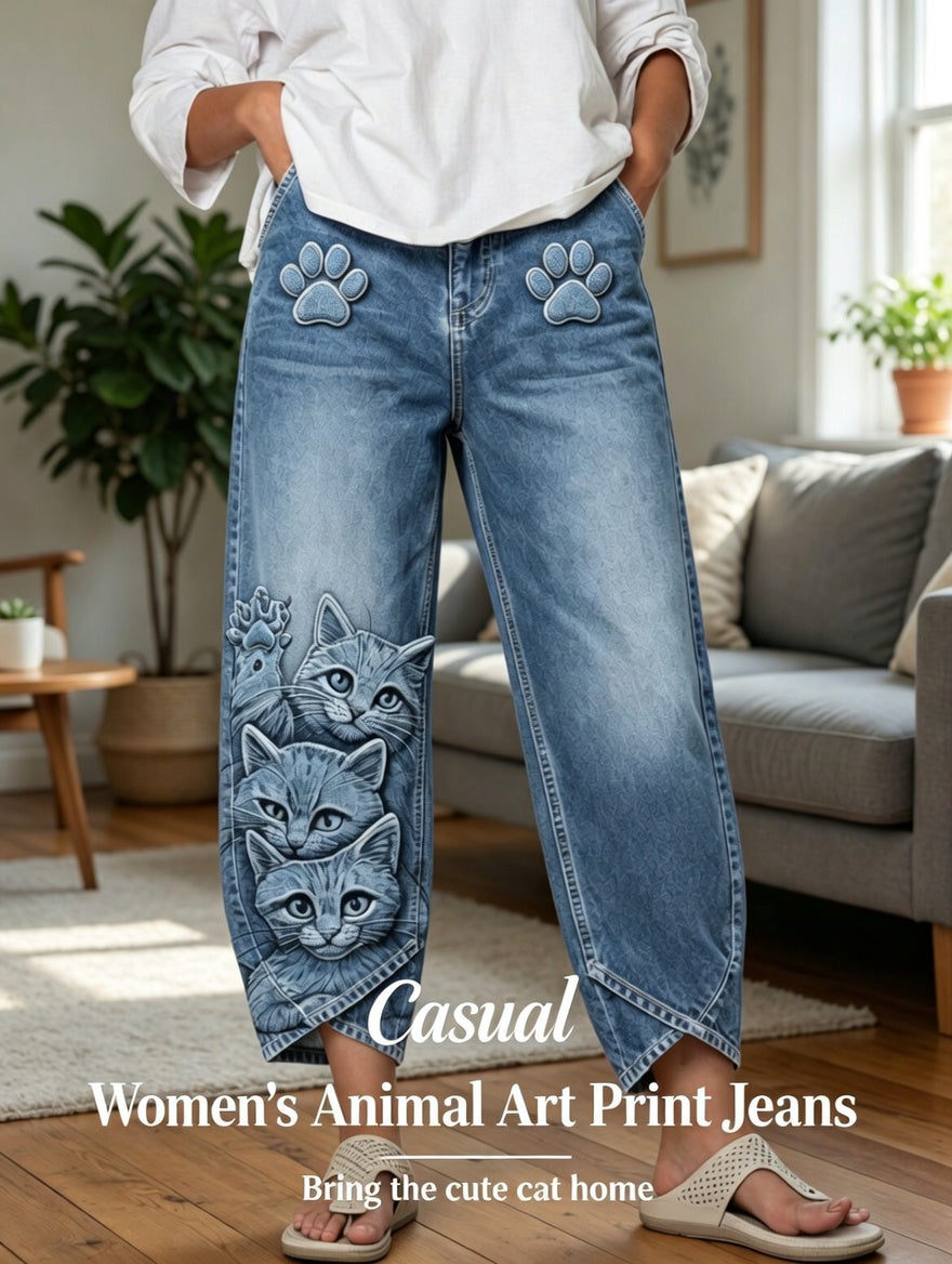 Damenhose mit Tiermotiv-Print