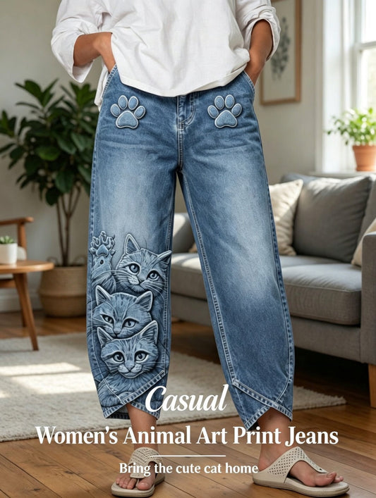 Damenhose mit Tiermotiv-Print