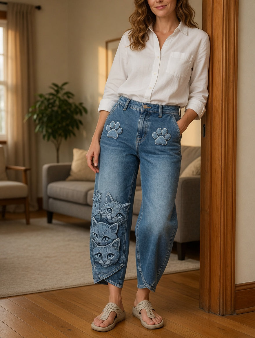 Damenhose mit Tiermotiv-Print