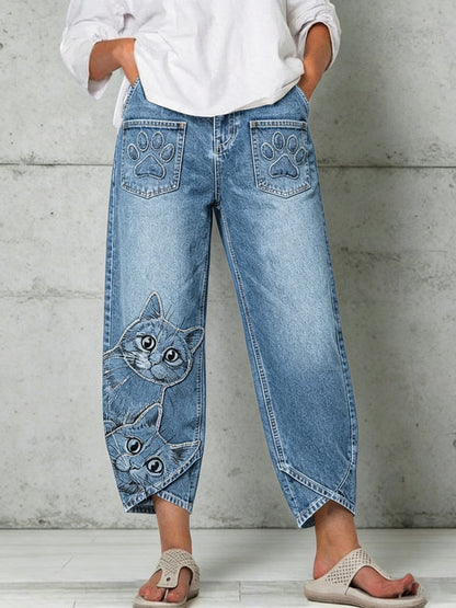 Damenhose mit Tiermotiv-Print