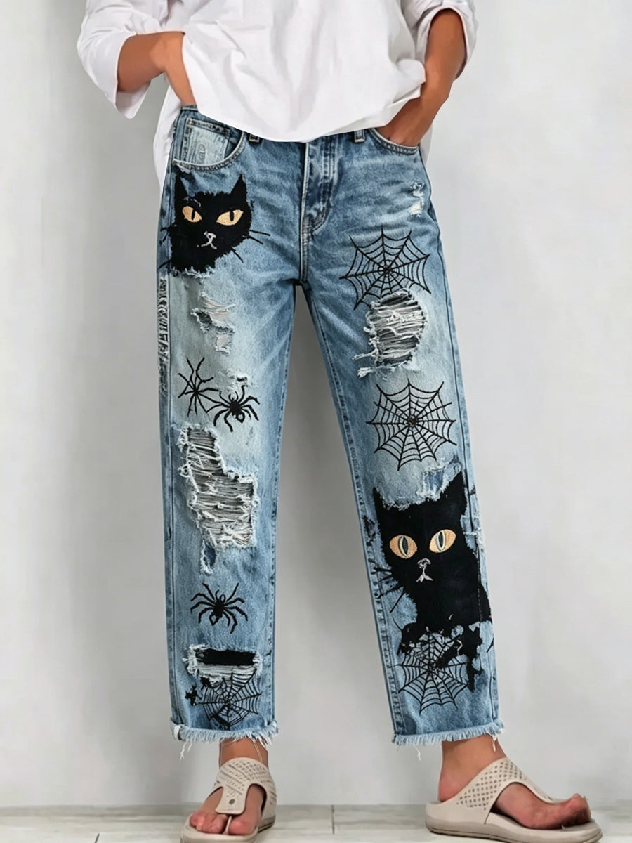 Damen-Jeans mit Tier-Art-Print