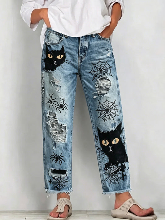 Damen-Jeans mit Tier-Art-Print