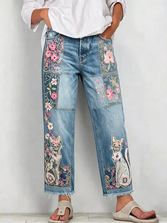 Damen-Jeans mit Tier-Art-Print