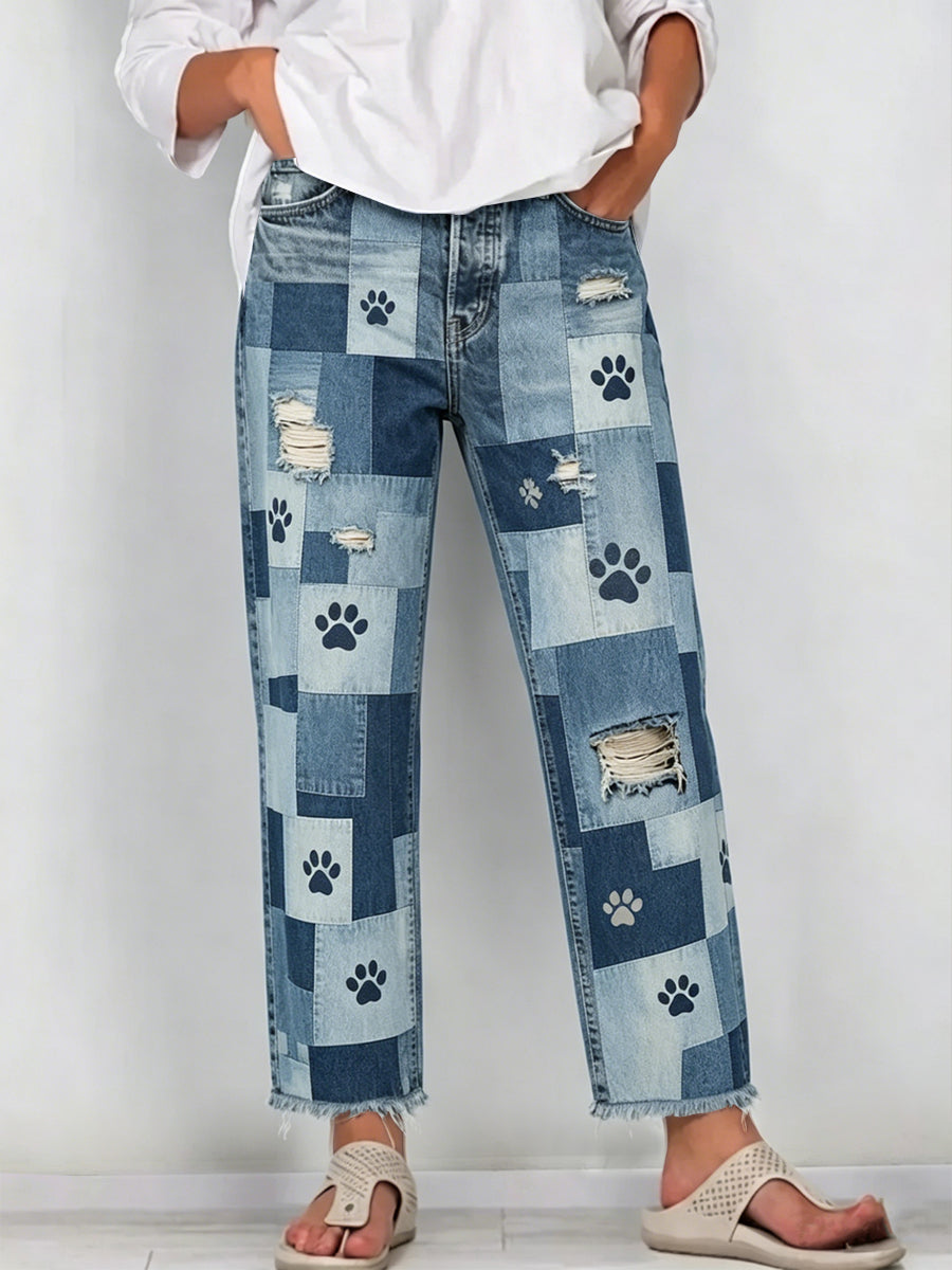 Damen-Jeans mit Tier-Art-Print