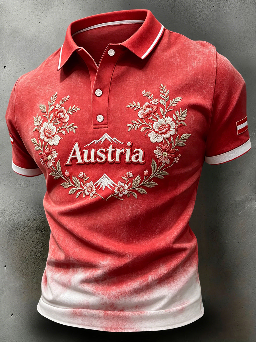 Retro florales Schneeberg-Art-Casual-Poloshirt