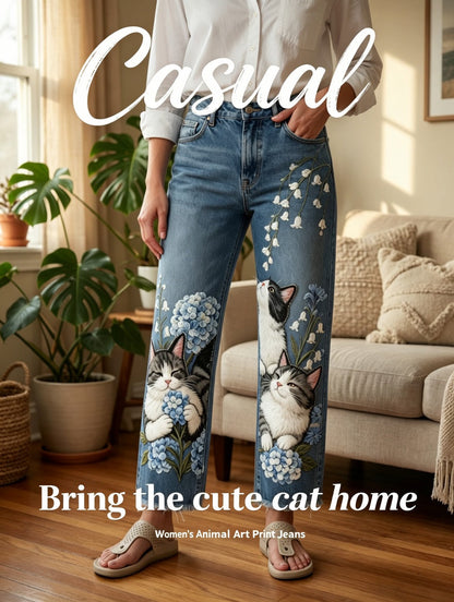 Damen-Jeans mit Tier-Art-Print