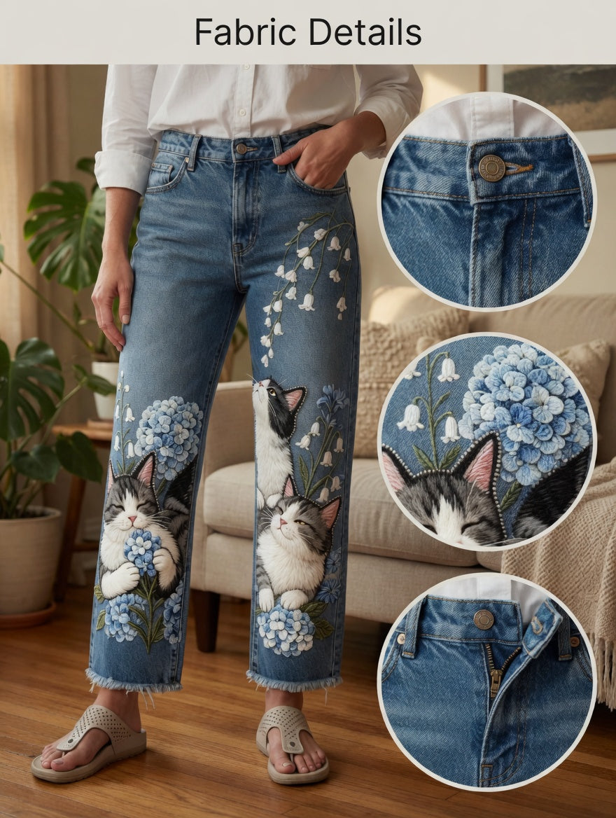 Damen-Jeans mit Tier-Art-Print