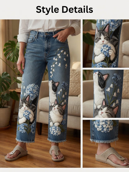 Damen-Jeans mit Tier-Art-Print