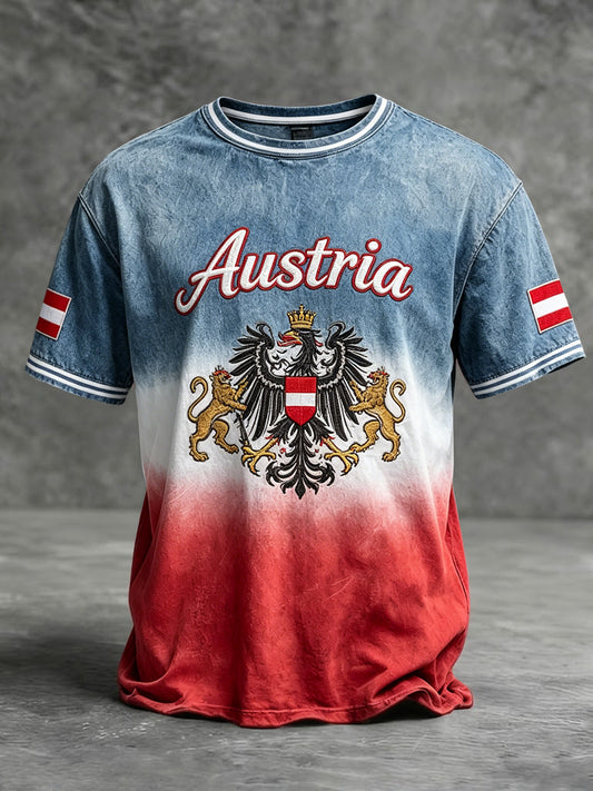 Vintage österreichischer Adler Farbverlauf Freizeit-T-Shirt