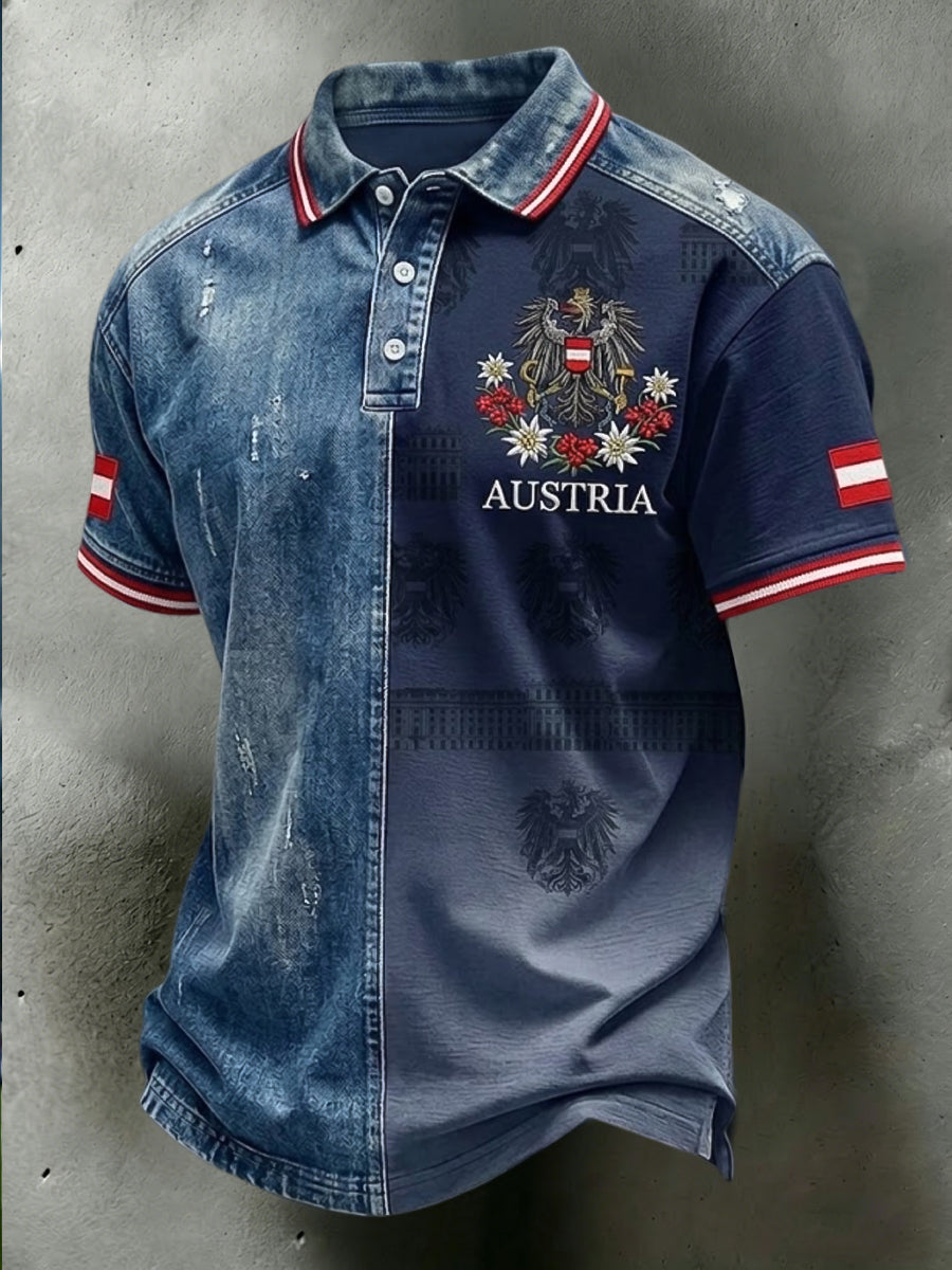 Vintage österreichisches Patchwork-Casual-Poloshirt