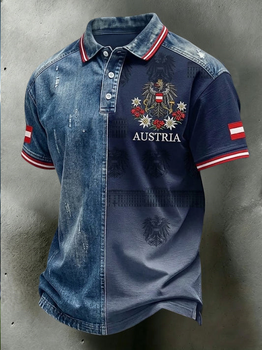 Vintage österreichisches Patchwork-Casual-Poloshirt